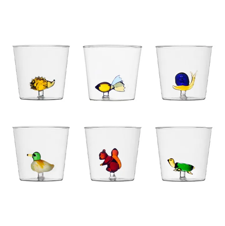 30 cl - Ichendorf Animal Farm Bicchiere Acqua in Vetro Borosilicato - Set 6 Pz