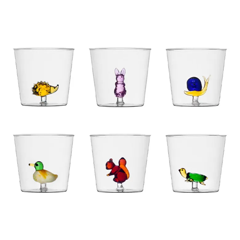 30 cl - Ichendorf Animal Farm Bicchiere Acqua in Vetro Borosilicato - Set 6 Pz