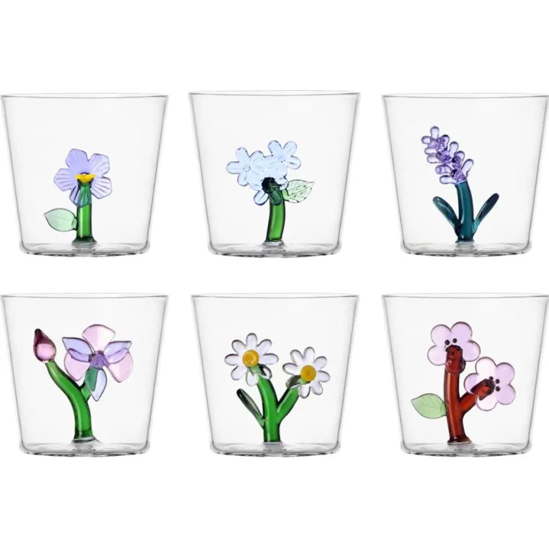 30 cl - Ichendorf Botanica Tumbler Bicchiere Acqua In Vetro Borosilicato - Set 6 Pz