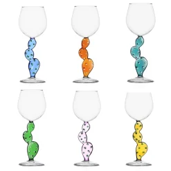 35 cl - Ichendorf Desert Plants Calice Acqua Cactus in Vetro Borosilicato - Set 6 Pezzi
