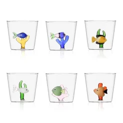 30 cl - Ichendorf Marine Garden Bicchiere Acqua Pesci Con Alghe in Vetro Borosilicato - Set 6 Pezzi