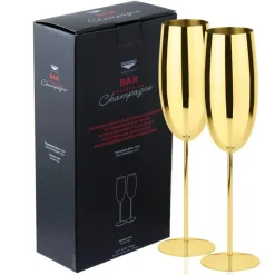 27.5 cl - Paderno Stainless Steel Flute Glasses Set of 2