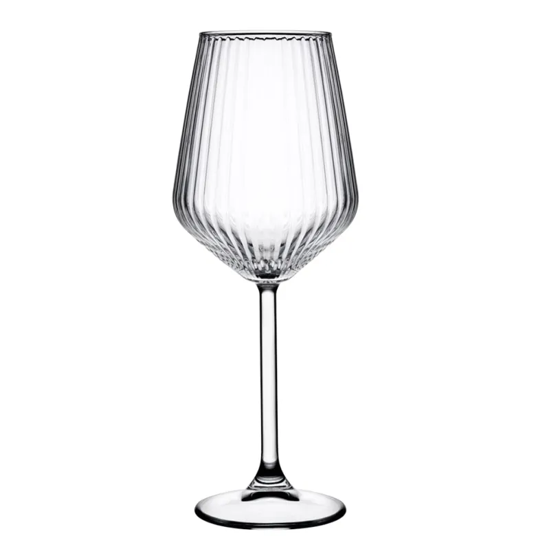 35 cl - Pasabahce Allegra Focus Calice Vino Bianco Effetto Ottico In Vetro - Set 6 Pz
