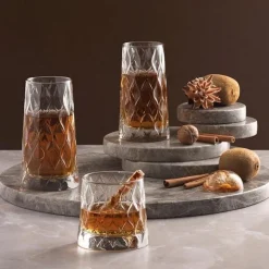 30 cl - Pasabahce Leafy Bicchiere Whisky in Vetro - Set 4 Pezzi