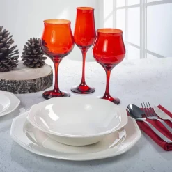 19 cl - Pasabahce Wavy Red Calice Flute In Vetro Colorato Set 6 Pz