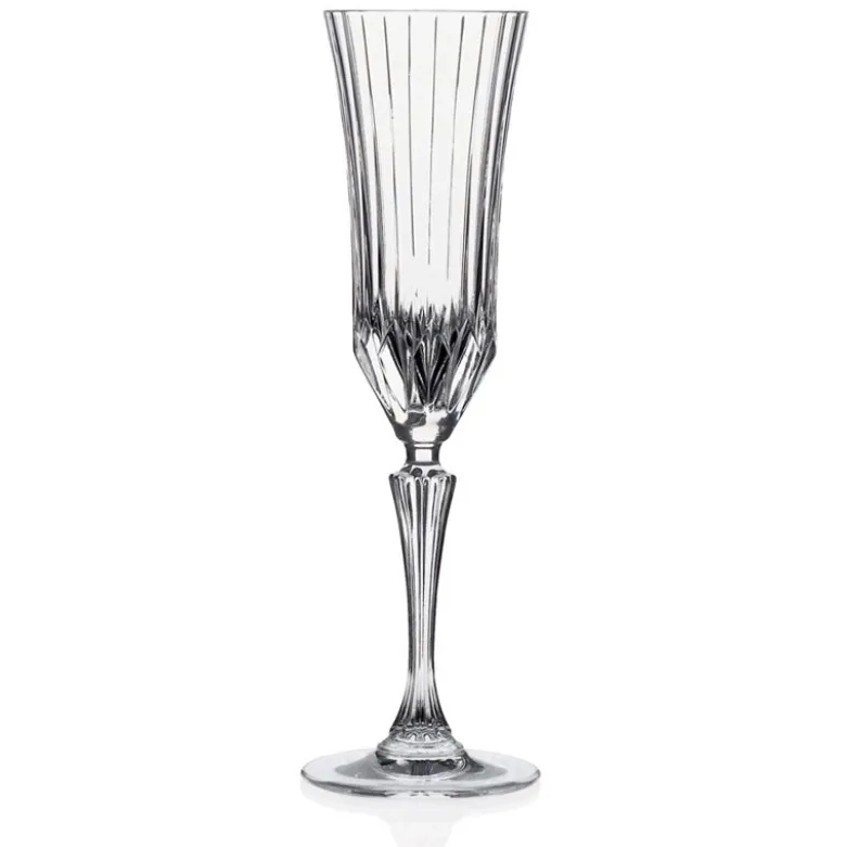 18 cl - RCR Adagio Calice Flute Rigato in Vetro - Set 6 Pezzi