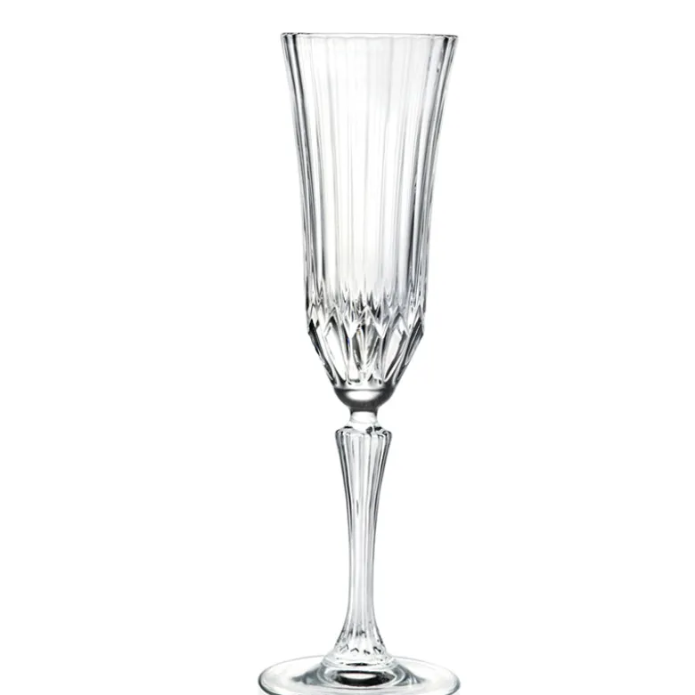 18 cl - RCR Adagio Calice Flute Rigato in Vetro - Set 6 Pezzi
