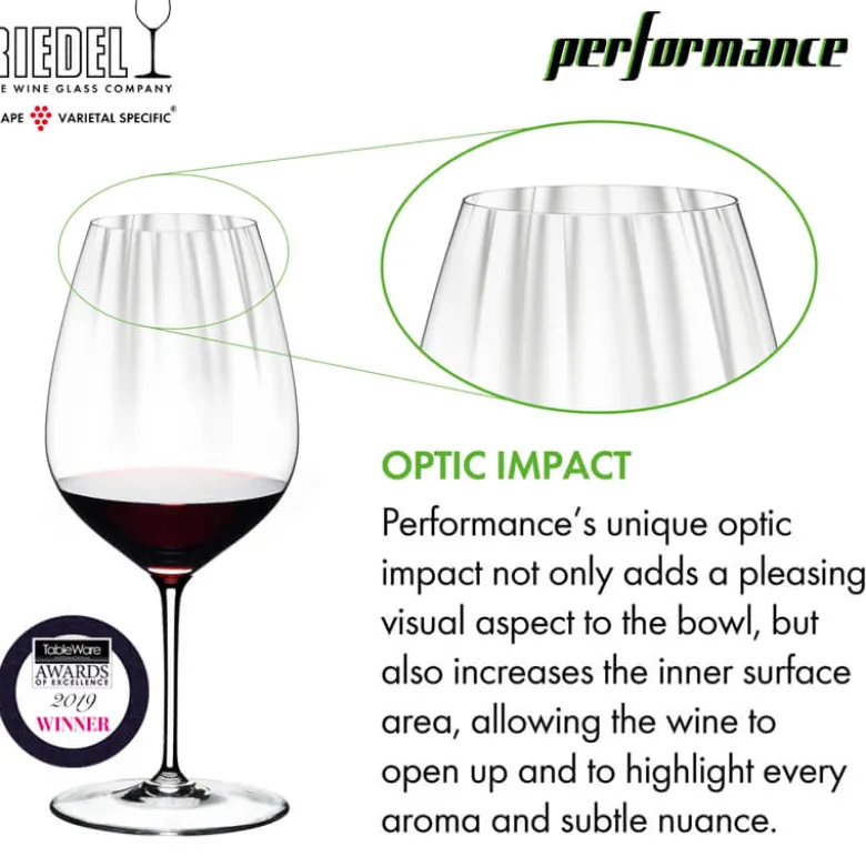 83.4 cl - Riedel Performance Calice Vino Rosso Cabernet Merlot in Vetro - Set 2 Pezzi