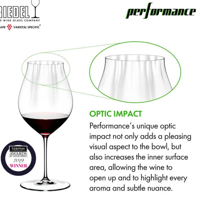83 cl - Riedel Performance Calice Vino Rosso Pinot Noir In Vetro Cristallino - Set 4 Pz
