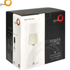 23.8 cl - Stolzle Lausitz Power Calice Flute in Vetro - Set 6 Pezzi