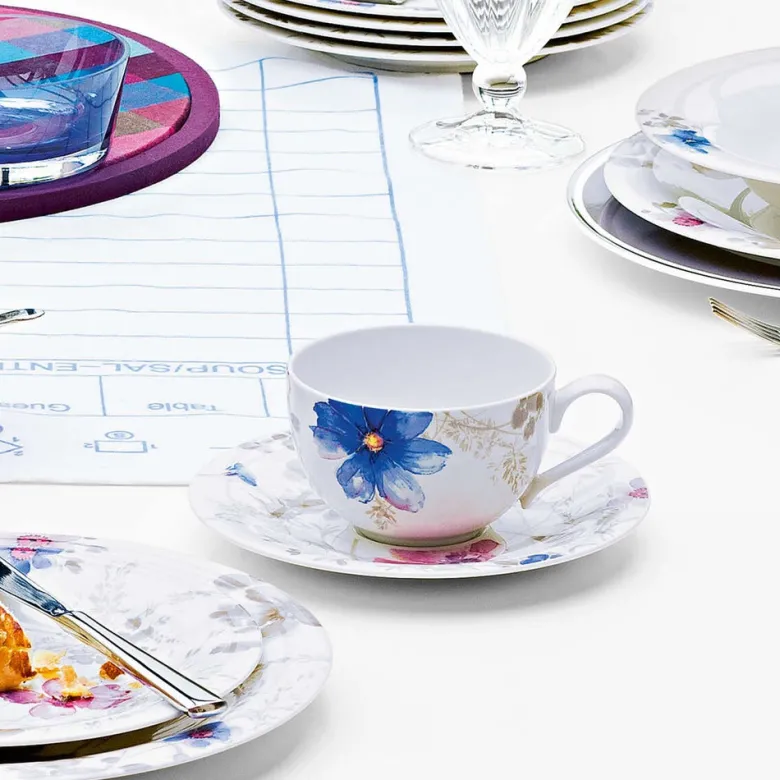 26 cl - Villeroy & Boch Mariefleur Gris Basic Tazza Mug In Porcellana Premium - Set 6 Pz