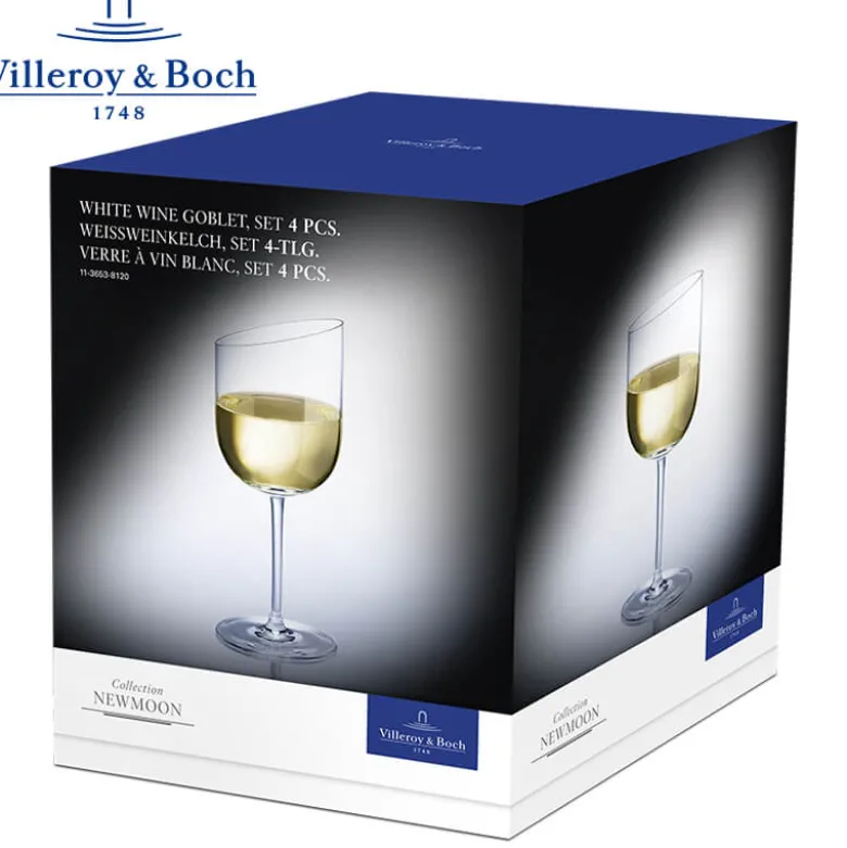 30 cl - Villeroy & Boch NewMoon Calice Vino Bianco in Vetro - Set 4 Pezzi