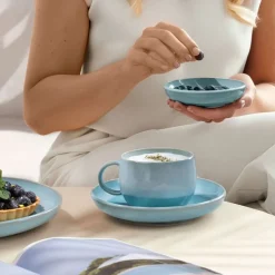 19 cl - Villeroy & Boch Perlemor Aqua Tazzina Caffè In Porcellana Premium - Set 6 Pz