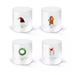 25 cl - WD Lifestyle Monterey Natale Bicchiere Acqua in Vetro Borosilicato - Set 4 Pz