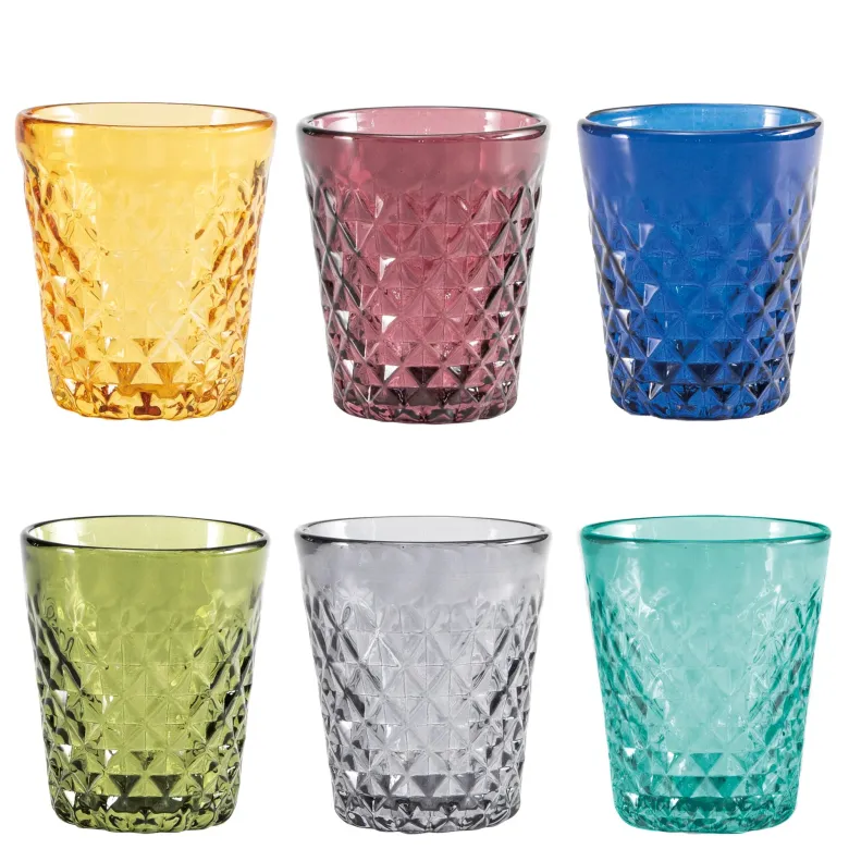35 cl - Zafferano Balloton Bicchiere Acqua in Vetro Soffiato - Set 6 Pezzi