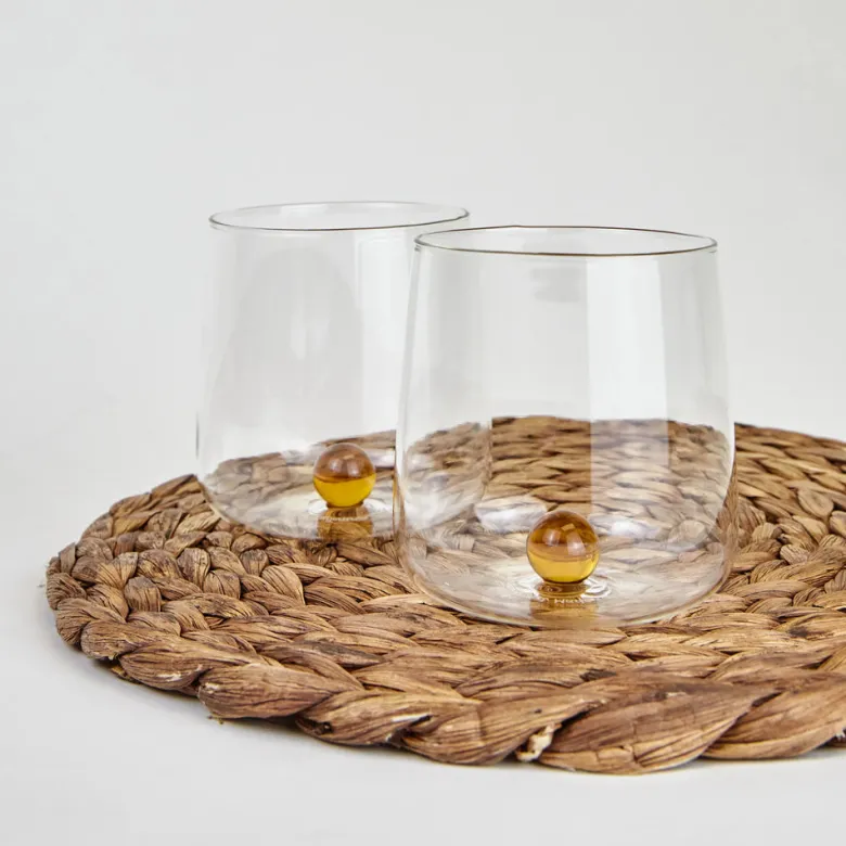 44 cl - Zafferano Bilia Bicchiere Acqua Fatto a Mano in Vetro Borosilicato - Set 12 Pz