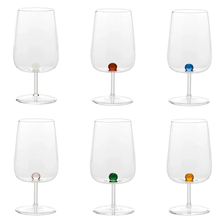 38 cl - Zafferano Bilia Calice Vino Multiuso Bilia Colorata in Vetro Borosilicato - Set 6 Pezzi