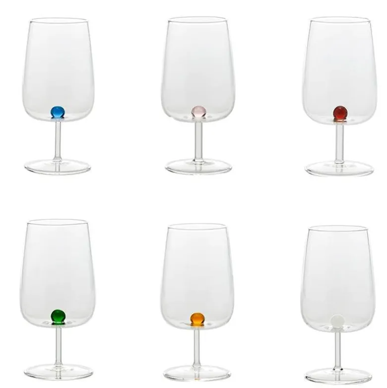 38 cl - Zafferano Bilia Calice Vino Multiuso Bilia Colorata in Vetro Borosilicato - Set 6 Pezzi