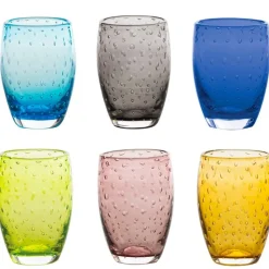 35 cl - Zafferano Bolicante Bicchiere Acqua Bolle in Vetro Soffiato - Set 6 Pezzi
