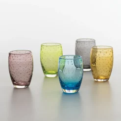 35 cl - Zafferano Bolicante Bicchiere Acqua Bolle in Vetro Soffiato - Set 6 Pezzi