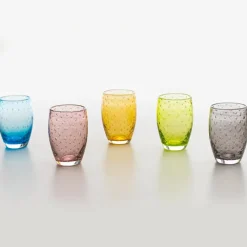 35 cl - Zafferano Bolicante Bicchiere Acqua Bolle in Vetro Soffiato - Set 6 Pezzi