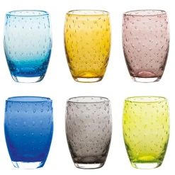 35 cl - Zafferano Bolicante Bicchiere Acqua Bolle in Vetro Soffiato - Set 6 Pezzi