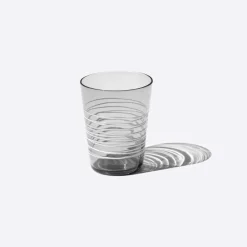 40 cl - Zafferano Filante Bicchiere Acqua Righe in Vetro Soffiato - Set 6 Pezzi
