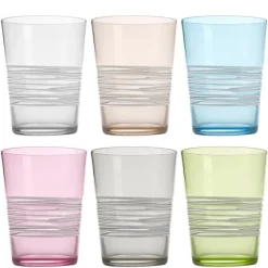 40 cl - Zafferano Filante Bicchiere Acqua Righe in Vetro Soffiato - Set 6 Pezzi