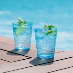 40 cl - Zafferano Filante Bicchiere Acqua Righe in Vetro Soffiato - Set 6 Pezzi