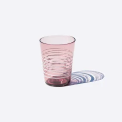 40 cl - Zafferano Filante Bicchiere Acqua Righe in Vetro Soffiato - Set 6 Pezzi