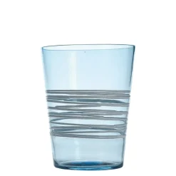 40 cl - Zafferano Filante Bicchiere Acqua Righe in Vetro Soffiato - Set 6 Pezzi