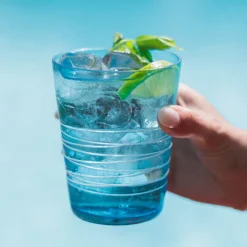 40 cl - Zafferano Filante Bicchiere Acqua Righe in Vetro Soffiato - Set 6 Pezzi
