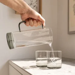 44 cl - Zafferano Filo Bianco Bicchiere Acqua Tumbler In Vetro Borosilicato Set 4 Pz