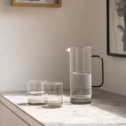 44 cl - Zafferano Filo Bianco Bicchiere Acqua Tumbler In Vetro Borosilicato Set 4 Pz