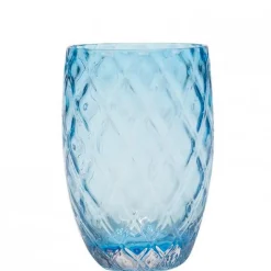 38 cl - Zafferano Losanghe Bicchiere Acqua in Vetro Soffiato - Set 6 Pezzi