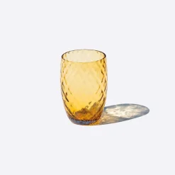 38 cl - Zafferano Losanghe Bicchiere Acqua in Vetro Soffiato - Set 6 Pezzi