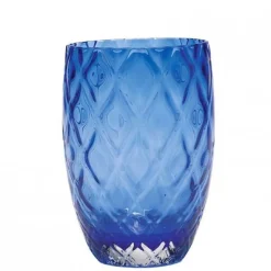 38 cl - Zafferano Losanghe Bicchiere Acqua in Vetro Soffiato - Set 6 Pezzi