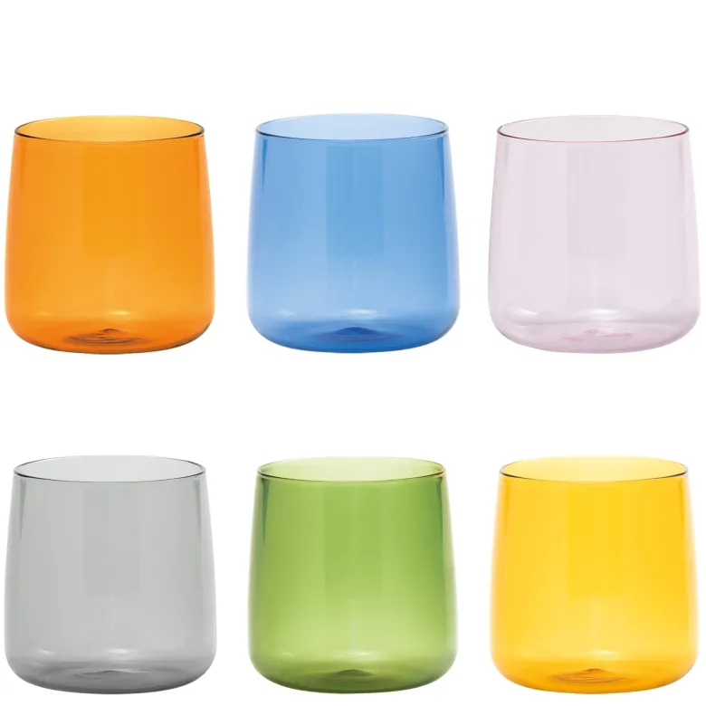 44 cl - Zafferano No Bilia Bicchiere Acqua Fatto a Mano In Vetro Set 6 Pz