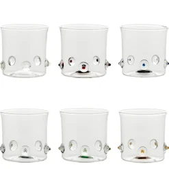 38 cl - Zafferano Patèa Bicchiere Acqua Punti Colorati in Vetro Borosilicato - Set 6 Pezzi