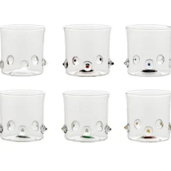 38 cl - Zafferano Patèa Bicchiere Acqua Punti Colorati in Vetro Borosilicato - Set 6 Pezzi