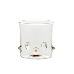 38 cl - Zafferano Patèa Bicchiere Acqua Punti Colorati in Vetro Borosilicato - Set 6 Pezzi