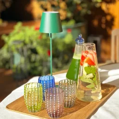 32 cl - Zafferano Perle Bicchiere Acqua Pallini Bianchi in Vetro - Set 6 Pezzi