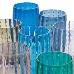 32 cl - Zafferano Perle Bicchiere Acqua Pallini Bianchi in Vetro - Set 2 Pezzi