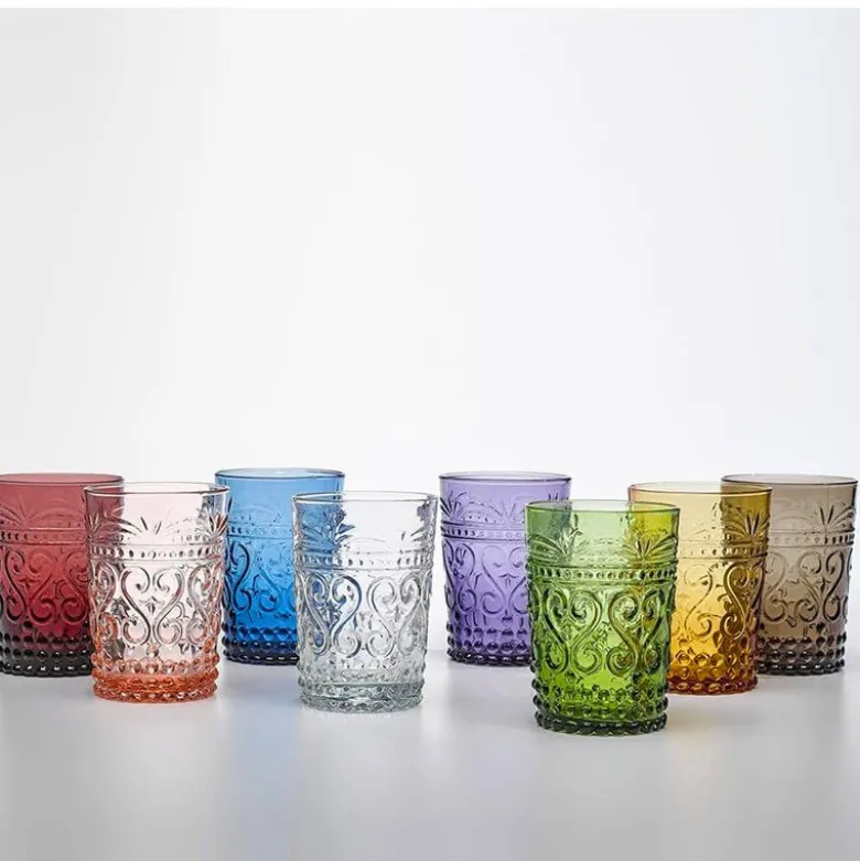 27 cl - Zafferano Provenzale Bicchiere Acqua in Vetro - Set 6 Pezzi