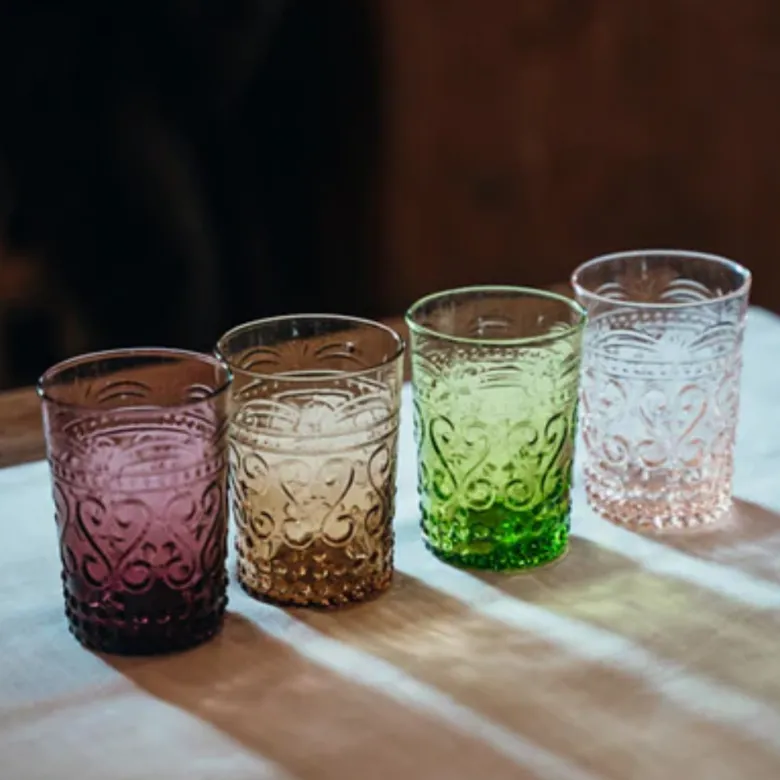 27 cl - Zafferano Provenzale Bicchiere Acqua in Vetro - Set 6 Pezzi