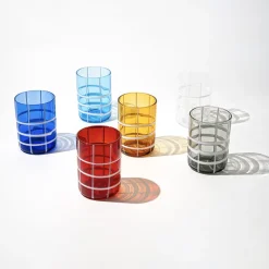 35 cl - Zafferano Twiddle Bicchiere Acqua A Righe in Vetro Soffiato - Set 6 Pezzi