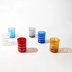 35 cl - Zafferano Twiddle Bicchiere Acqua A Righe in Vetro Soffiato - Set 6 Pezzi