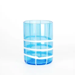 35 cl - Zafferano Twiddle Bicchiere Acqua A Righe in Vetro Soffiato - Set 6 Pezzi