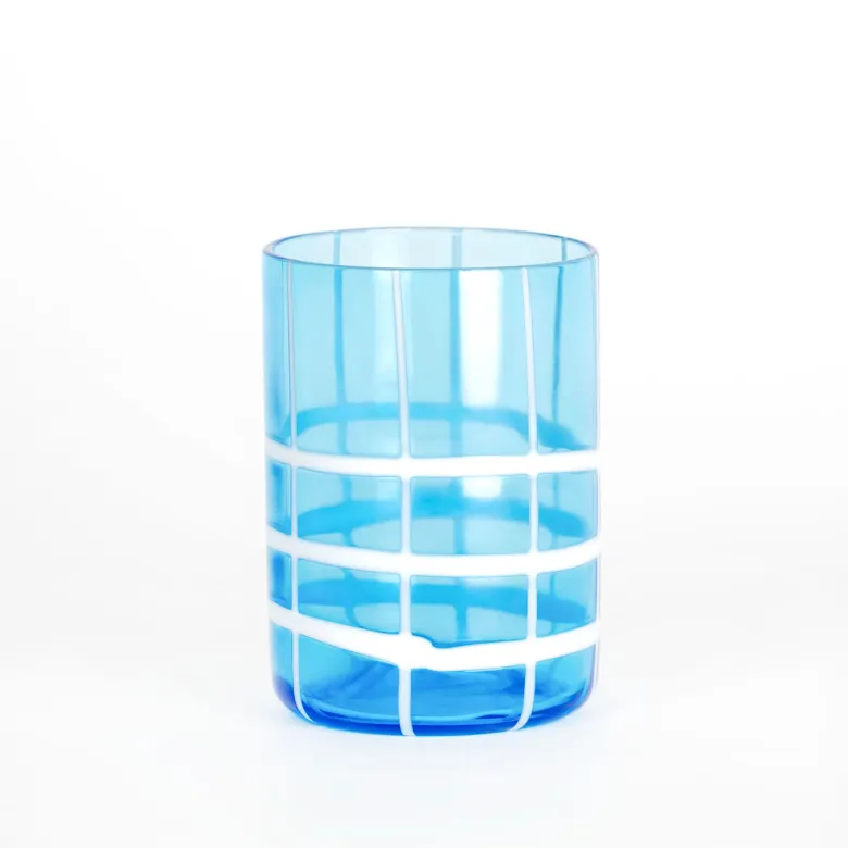 35 cl - Zafferano Twiddle Bicchiere Acqua A Righe in Vetro Soffiato - Set 6 Pezzi