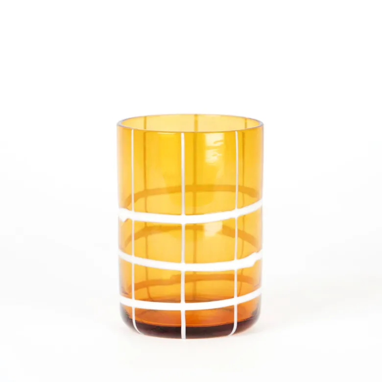 35 cl - Zafferano Twiddle Bicchiere Acqua A Righe in Vetro Soffiato - Set 6 Pezzi